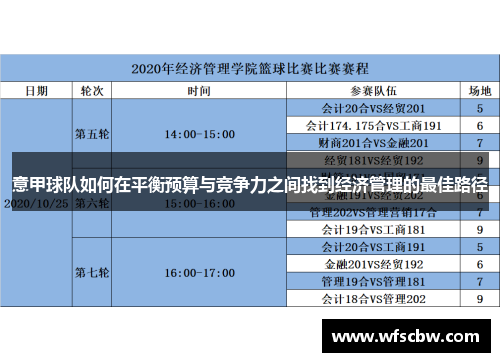 意甲球队如何在平衡预算与竞争力之间找到经济管理的最佳路径