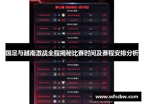 国足与越南激战全程揭秘比赛时间及赛程安排分析